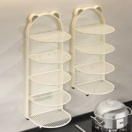 Yusen Yibei Kitchen Storage Tray Side Dishes Wall Mount Rack Wall Multifunctional Dishes Home Countertop Multi-layer Shelves Obsidian Black 5-layer (Hanging Floor-standing Dual-Purpose Waterproof and Rust-proof)