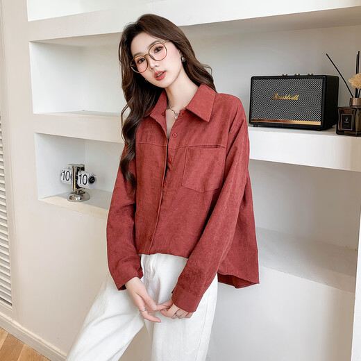 Ives (ITISF4) Paris Institute fake two-piece festive temperament shirt for women to wear in spring, unique and beautiful top red L