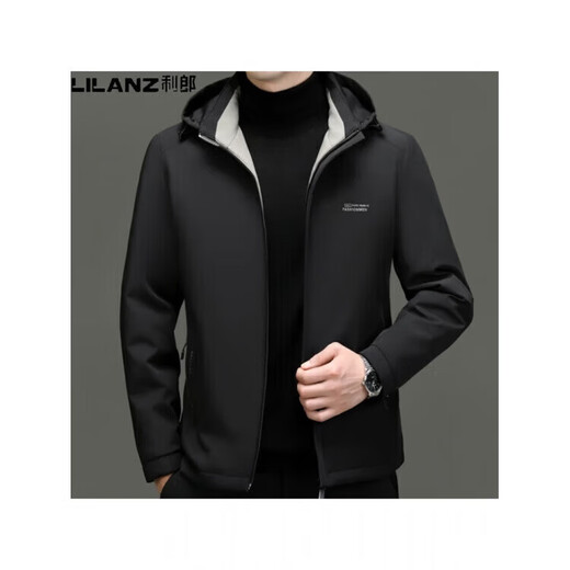 LILANZ Мужская пуховая куртка Мужская деловая повседневная куртка с капюшоном Универсальная теплая высококачественная короткая осенне-зимняя новая куртка черного цвета 86213 Средняя толщина 14XL (195) 108a Рекомендуется 185-210 Джин Джин равен 0,5 кг