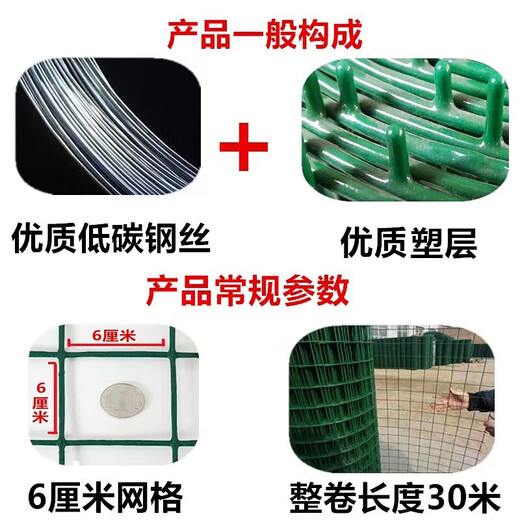 Boundary map barbed wire fence protective net breeding net Dutch net cattle fence isolation net chicken duck goose iron mesh plastic coated fence 1.5 meters high + 6 cm holes (30 meters / roll) 2.3mm thick simple protection