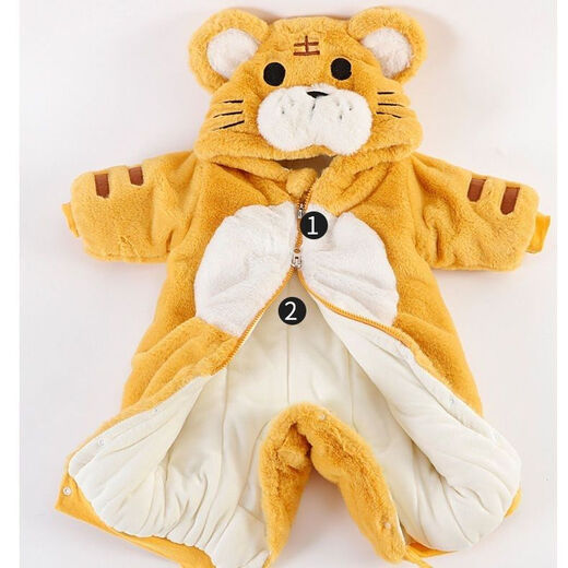 Ultraman baby winter clothes newborn plus velvet thickened jumpsuit 100-day New Year's clothing for baby boy three-layer New Year's greetings romper suit red with bag tiger and rabbit fur vest 66cm recommended 0-3 months
