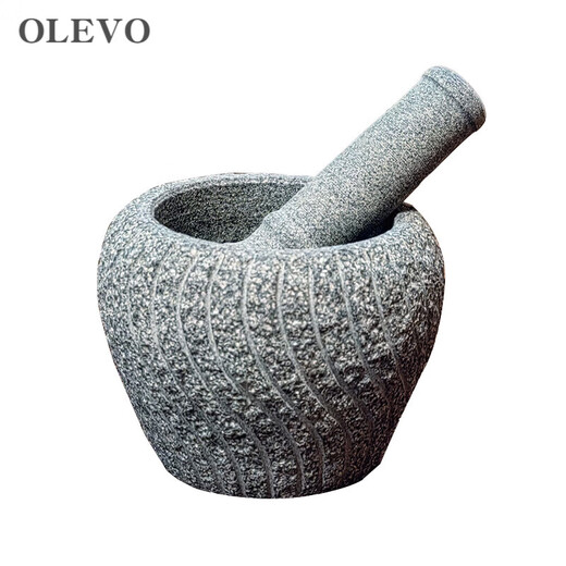 Olevo retro bluestone stone mortar garlic pounder medicine jar stone cup household food supplement grinder bowl old-fashioned garlic press mortar outer diameter 12cm small size