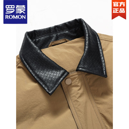 罗蒙（ROMON）巴恩风夹克羽绒服男短款2025秋冬季新复古翻领老钱潮流外套上衣 土黄色 L 175