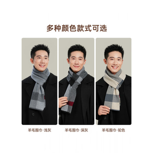 Hengyuanxiang Winter Lamb Wool Scarf Gift Box Men's Warm Scarf Thickened for Boyfriend and Dad Birthday Gift Camel