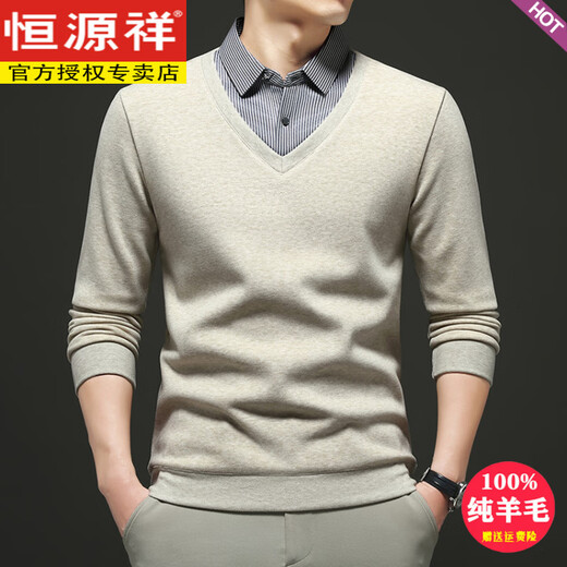 Hengyuanxiang cashmere sweater men's round neck sweater first-line ready-to-wear autumn and winter new business casual long-sleeved sweater black M