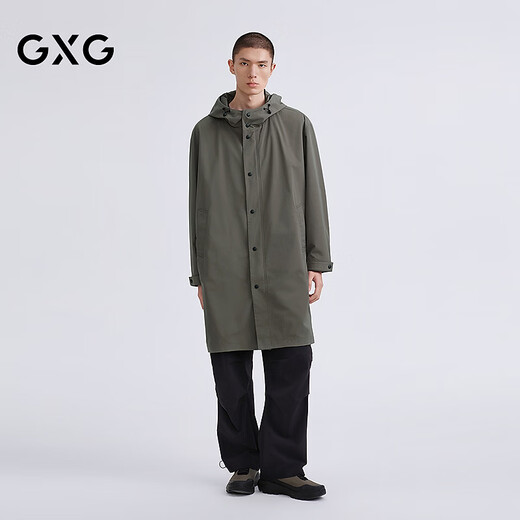 GXG Men's Outdoor Functional Long Hooded Windbreaker Spring 2026 G26A081001 Moss Green M