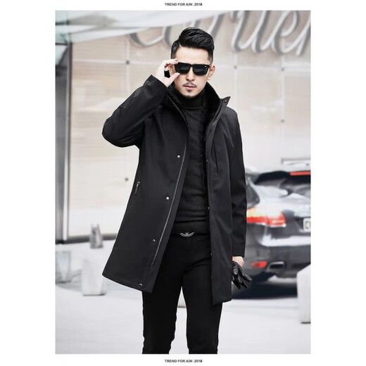 CHEVALPES международная брендовая парка первой линии, мужская зимняя новая куртка на подкладке из норкового меха средней длины с капюшоном, черная (без мехового воротника), большая норковая подкладка с рукавами из кроличьего меха 3XL 185