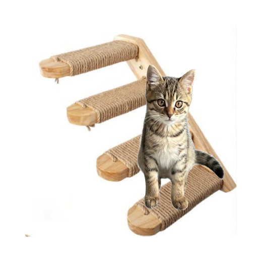 剑麻猫爬架耐磨猫抓板壁挂式实木猫架子多层猫爬梯子猫咪玩具用品 四层