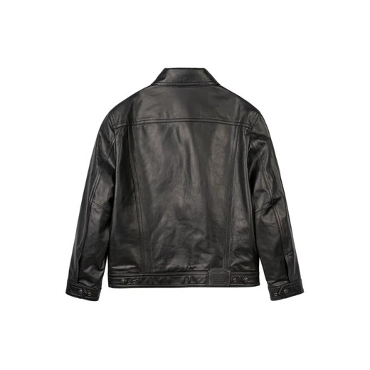 COACH SS24 однобортная однобортная кожаная куртка мужская с длинными рукавами и лацканами, черная, черная, M