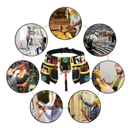 An Junsheng Heavy Duty Oxford Cloth Tool Bag Electrician Multifunctional Waterproof Combination Tool Belt Shoulder Strap Hardware Tool Bag Blue and Black (Extended Belt)