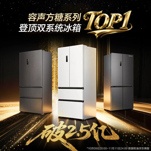 Rongsheng Cube Sugar 515L French-style multi-door refrigerator dual-system ultra-thin zero-embedded automatic ice making first-class energy efficiency gray BCD-515P60FZNAD National Subsidy World Cup