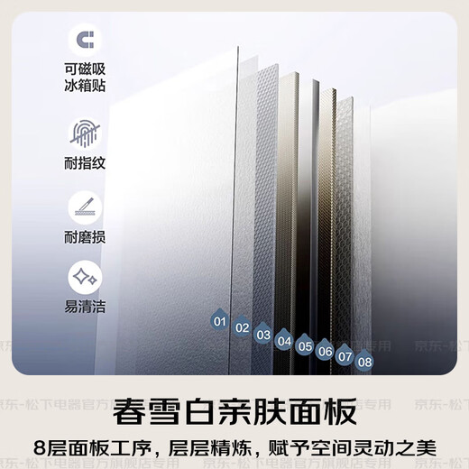 Panasonic's new subsidy Big Seal series refrigerator 515L large capacity ultra-thin zero-embedded multi-door French refrigerator automatic ice making air-cooled frost-free micro-freezing freshness ED52WPA Spring Snow White 515L automatic cleaning ice making ED52WPA