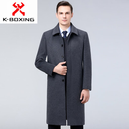 KBXNG Jinba 2025 Autumn and Winter New Business Men's Plush Coat Jacket Middle-aged and Elderly Plus Velvet Thickened Long Woolen Navy Single Liner 3XL 190/104A