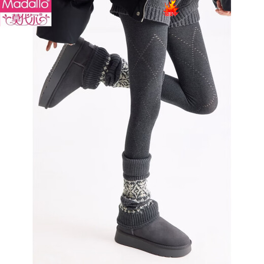 Modal gray Fair Isle knitted socks for women in autumn and winter, thickened warm wool with snow boots, retro stacked calf covers, light gray, sheep wool content about 9%, 1 pair, one size fits all, add to favorites and receive priority delivery