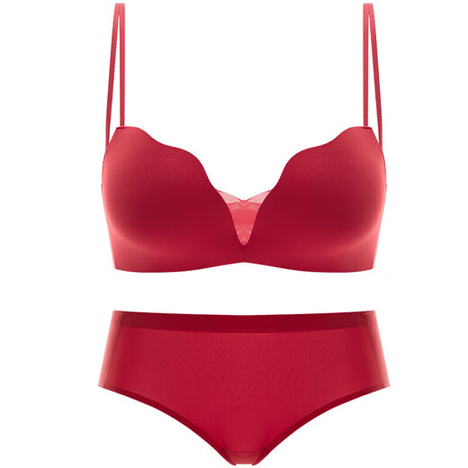 AS ONE Red Underwear Zodiac Year of the Horse Women's Small Breasts Push Up to Show Bigger Sexy Bra Panties Wedding Women's Bra Set Red-Set-Enhance Curves 70A 32 (Push-up Model in the Popular Year)