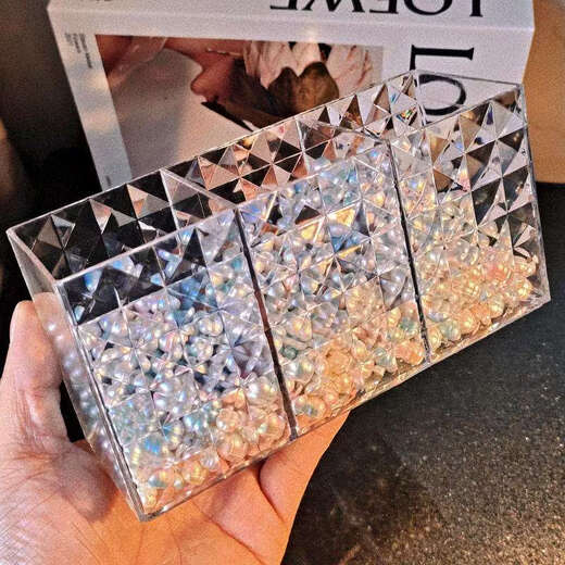 Yusenyi ins-level acrylic refreshed eyebrow pencil three-compartment comb desktop glasses storage box eye shadow rack thickened three compartments (two discount packs