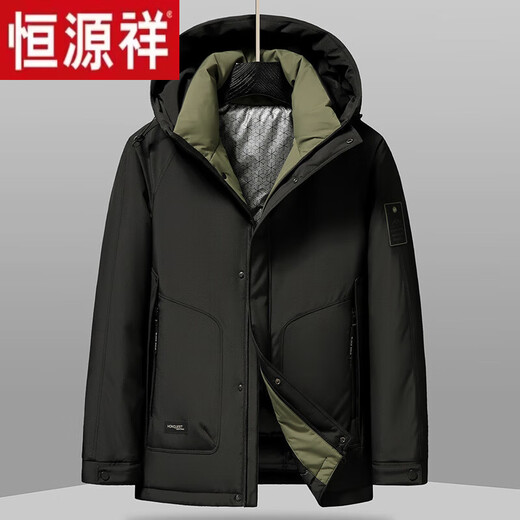 Hengyuanxiang 2025 new winter middle-aged men's down jacket thickened warm winter outdoor windproof and cold-proof jacket for men black 2XL