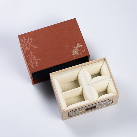 Fantasy ancient style drawer joy tea set packaging box single cup purple clay teapot gift box empty box porcelain three-cup covered bowl velvet brocade box No. 11 joy small handbag 18x15x16