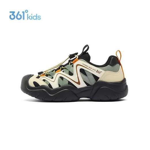 361 Children's casual shoes, boys and girls, non-slip outdoor shoes, 2026 spring, medium and large children's lightweight wear-resistant shoes, carbon black/oatmeal gray/tile green 35