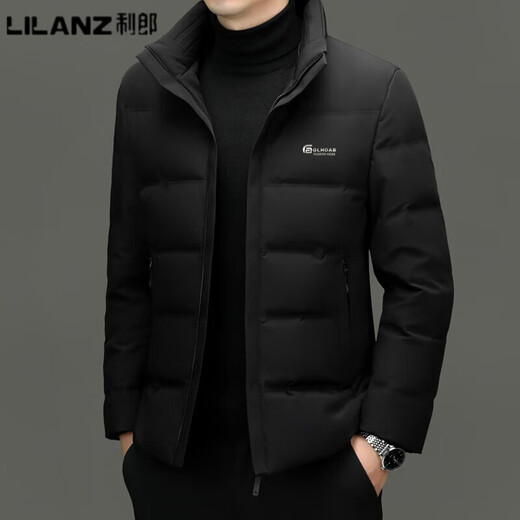 LILANZ Down Jacket 2025 Winter New Casual Business Men's White Duck Down Stand Collar Short Fashion Down Jacket Black M (170)