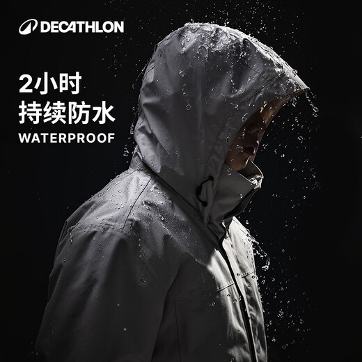 Decathlon (DECATHLON) Jacket Men's Three-in-One Men's and Women's Jacket Windproof and Waterproof Jacket Men's Warm Removable Liner Fleece Jacket Men's Calm Black Asian Version L