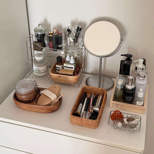Yusen recalls long-termism丨rattan brush storage desktop accessories dressing table eyebrow pencil storage box basket large storage basket imitation rattan