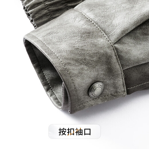 富鋌全羊毛填充PU皮男士皮衣冬季仿羊羔毛翻领夹棉保暖皮夹克外套男