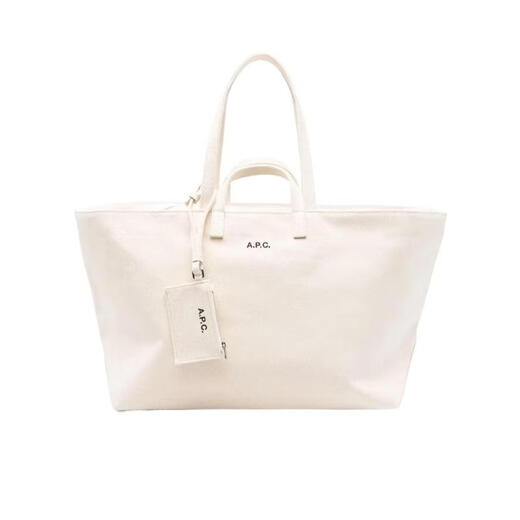 A.P.C. women's handbag, large capacity, portable, daily use, shoulder-carryable, cotton white double handles, simple design, white, one size fits all