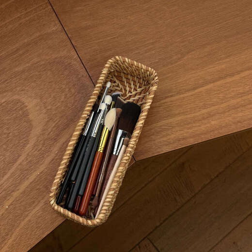 Yusen recalls long-termism丨rattan brush storage desktop accessories dressing table eyebrow pencil storage box basket large storage basket imitation rattan