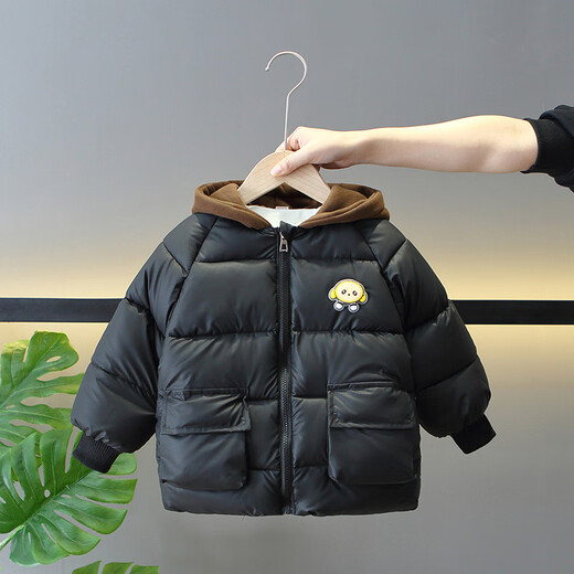 BALA is suitable for baby cotton-padded clothes in winter with velvet and thickening 2024 new boys' down-padded clothes and children's thickened black 90cm
