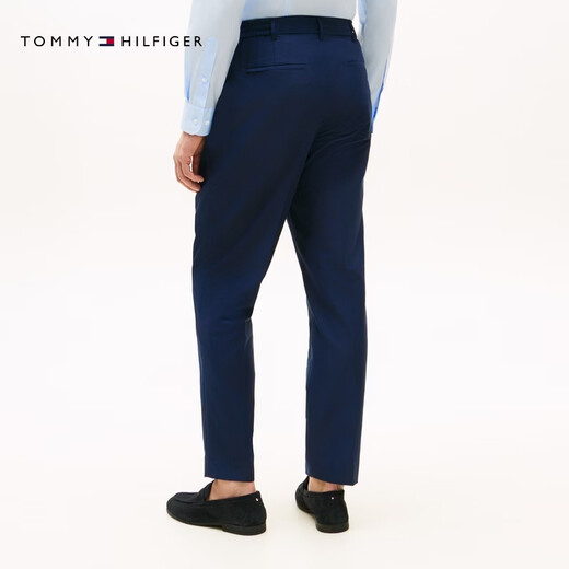 Tommy Hilfiger【吸湿速干】26春夏新款男装通勤小格纹可打包锥形休闲长裤 深蓝色DCA 31