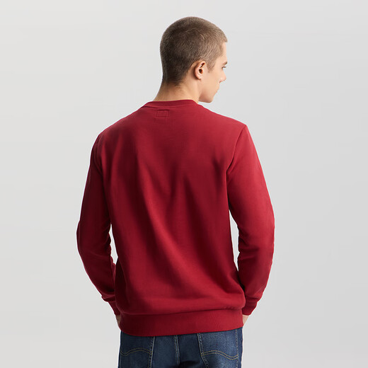 The same 26-year-old Lee shopping mall standard version round neck Year of the Horse New Year limited edition men's leather patch sweatshirt red trendy red L