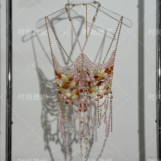 Acrylic beaded halterneck, versatile hollow gemstone backless vest, sexy colorful beaded tube top bra, picture color, one size fits all