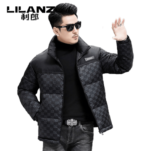 LILANZ 2025 Новый зимний короткий пуховик на гусином пуху, мужской утепленный теплый воротник-стойка, модная куртка для молодежи и среднего возраста, черный M 170