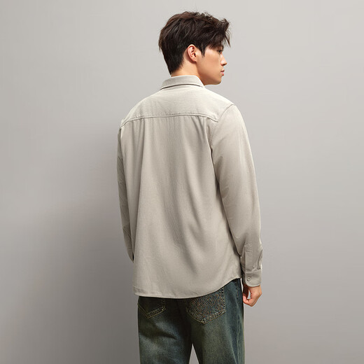 Heilan long-sleeved shirt for men in autumn simple solid color comfortable simple shirt for men Khaki D0 40 175/92A recommended 137-148Jin Jin is equal to 0.5 kg