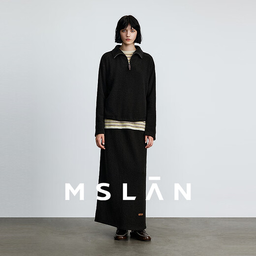 MSLAN/Shopping Mall Same Style 2025 Winter New Soft Skin Friendly Fashion Simple Circle Knitted Two-piece Set MHDN096 Chocolate Brown L