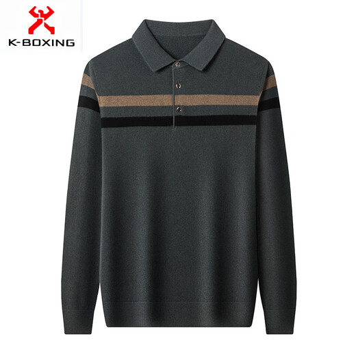 KBXNG Jinba Business Men's Clothing Spring and Autumn New Long Sleeve T-shirt Lapel Middle-aged Dad Clothes Casual Bottoming Business Men Maca Brown One Size 115