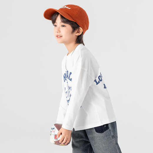 Duojia comfortable and close-fitting | Class A boys' pure cotton printed T-shirts spring and autumn children's casual sports breathable long sleeves