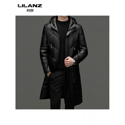 LILANZ利郎真皮羽绒服皮衣男冬季加绒绵羊皮过膝长款连帽休闲保暖外 14XL (165)