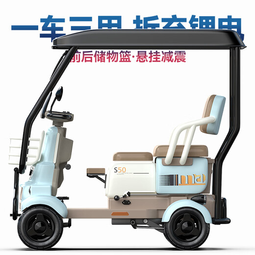 Reisvichi covered four-wheel electric car for the elderly with a shed, household urban small-sized disabled adult power-assisted battery car 48V25Ah ternary lithium battery