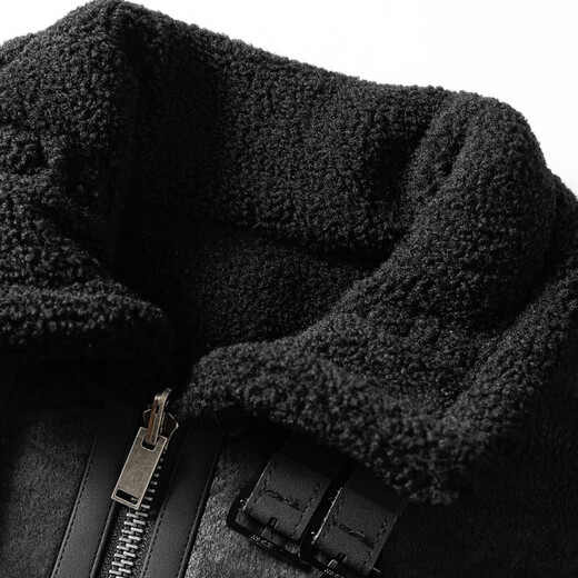 GENIUS international first-line brand leather men's jacket winter 2025 new American trendy brand style motorcycle leather jacket lamb wool brown M