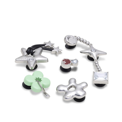 Crocs (CROCS) 2026 spring new futuristic silver five-piece set Zhibixing shoes flower shoe accessories decoration futuristic silver five-piece set