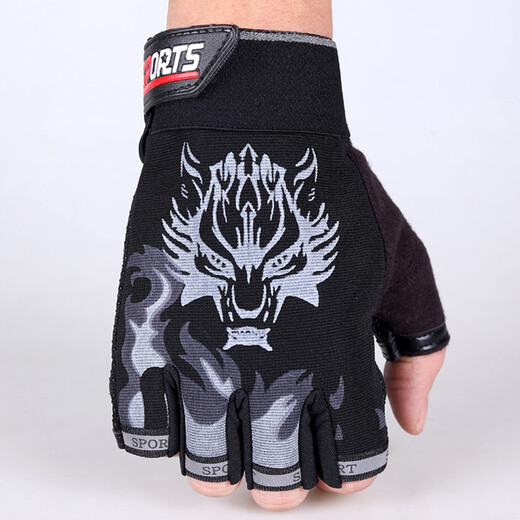 Shengdanmei winter half-finger fitness gloves men's dumbbell equipment driving training sun protection anti-skid finger leakage half-cut breathable thin protective sports mountaineering cycling autumn and winter fishing outdoor tactical gloves black one size