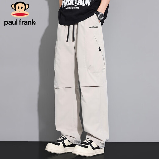 Paul Frank Pants Men's Winter Trendy Casual Pants Men's Loose Straight Overalls Men's Long Pants Light Gray XL