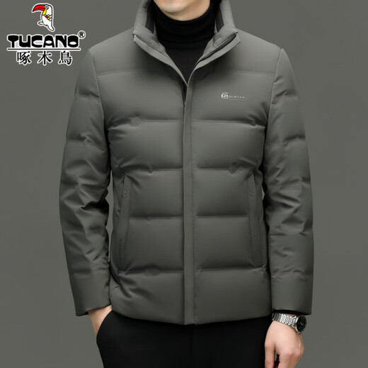 Мужской пуховик Woodpecker, короткий зимний утолщенный теплый белый утиный пух, модная куртка с воротником-стойкой, универсальная моющаяся куртка с защитой от холода 6183 черный M 170