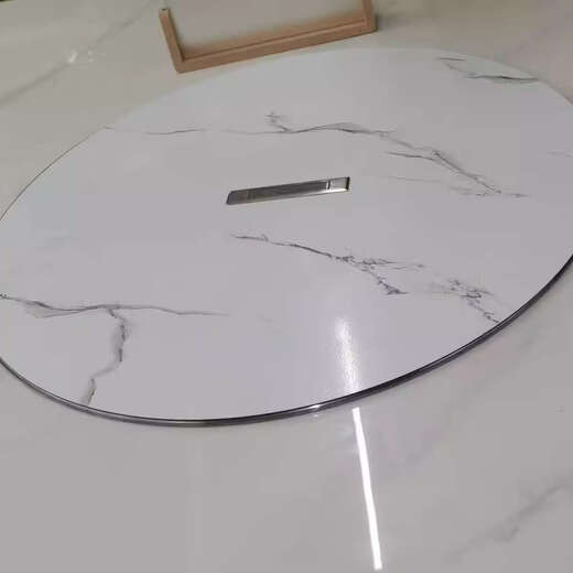 Yusenyi iron pot stew table top cover, hole-patch cover, hot pot steel ring cover, smoke ring cover, hot pot sunken pot ring cover for placing vegetables, white marble pattern stainless steel flat cover, 54cm base plate customization