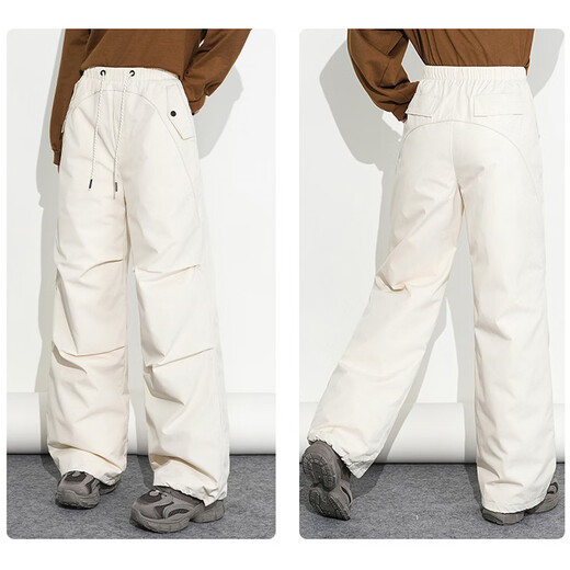 Flying in the Snow 2025 Winter New Down Pants Women's Winter High Waist Warm Casual Outdoor Paratrooper Pants Comfortable to Wear Outside Beige|8011 M 165/72A