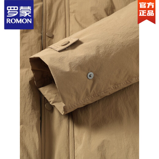 罗蒙（ROMON）巴恩风夹克羽绒服男短款2025秋冬季新复古翻领老钱潮流外套上衣 土黄色 L 175