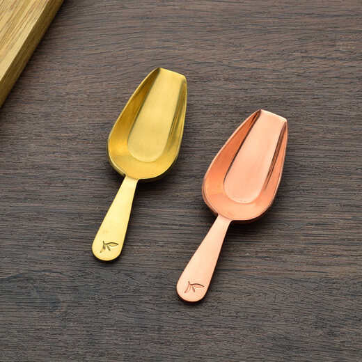 Guangyi Japanese style copper tea spoon tea shovel handmade mini small copper brass tea spoon tea spoon single tea set accessories copper mini small tea shovel 1 piece