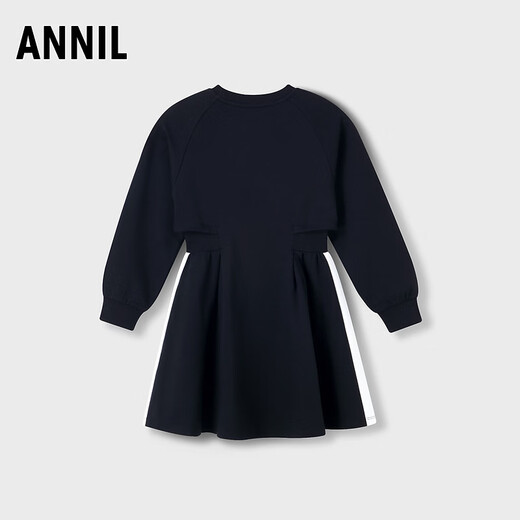 Annil children's clothing girls' long-sleeved knitted dress 2024 autumn new style black 120